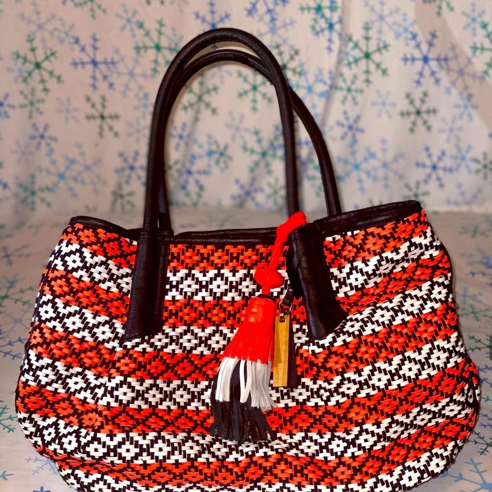Coral and Black Tote